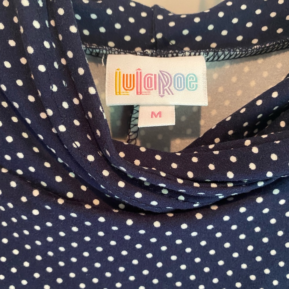 LuLaRoe Navy White Polka Dot Amber Hoodie M